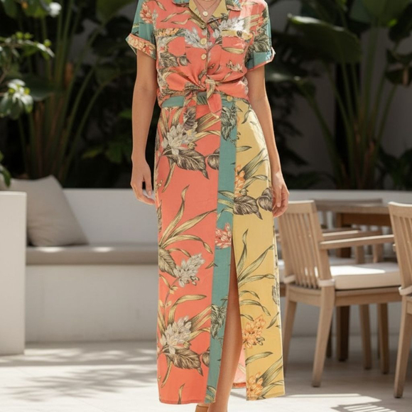 Vintage Sequined Faith by Celia Forrester Hawaiian shirt skirt tropical set Sz S - Picture 1 of 11